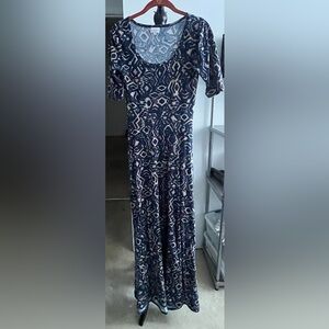 LuLaRoe Navy and Cream Long Sleeve Dress